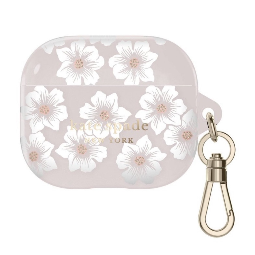 kate spade Floral Earbud Case - White and Gold